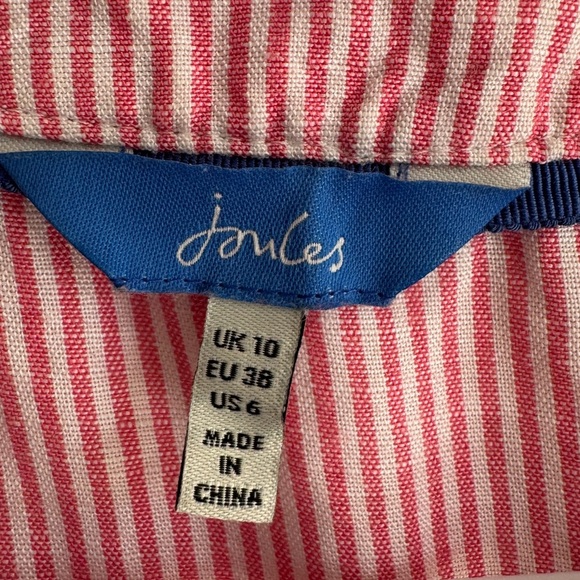 Joules Linen-Blend Juliette Top in Pink Stripe, Size 6 - Picture 4 of 8